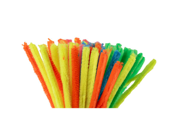 FOLIA Chenilledraht neon, 50 cm lang, Ø 8 mm, 100 Stück, farbig sortiert