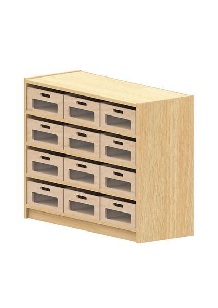 Materialschrank mit großen Kästen mit Sichtfenster, Varianten wählbar