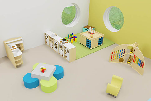 Spielbereich im Kindergarten mit Spielecke