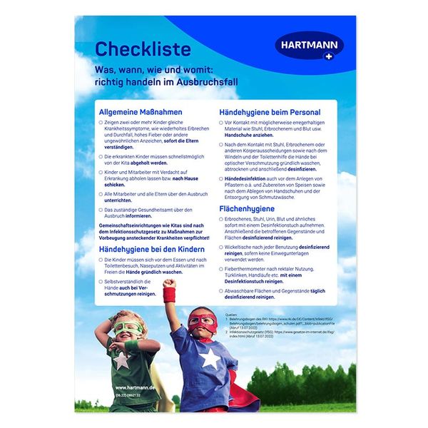 HARTMANN Checkliste: Was, wann, wie und womit - richtig handeln im Ausbruchsfall (kostenloser Download) HARTMANN Checkliste: Was, wann, wie und womit - richtig handeln im Ausbruchsfall (kostenloser Download)