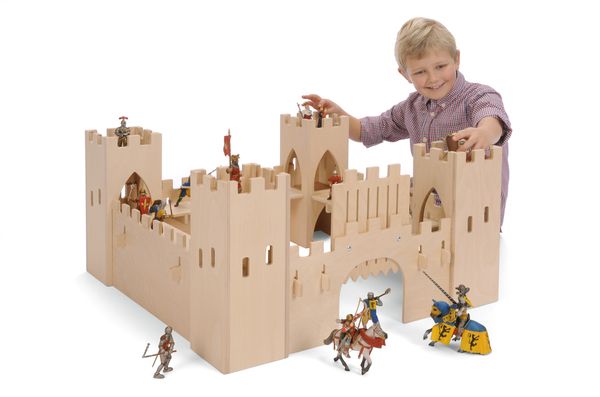 Holzspielzeug, Burg, Waldorfschloss, Kastenspiel, Kleine Figuren