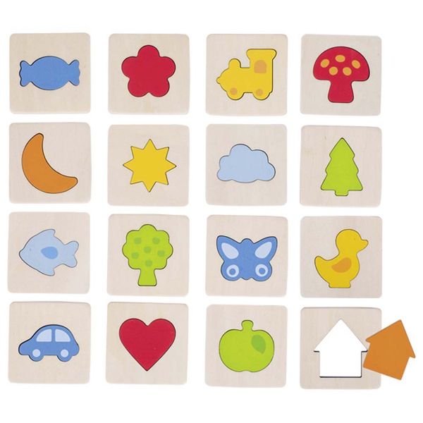 GOKI Memospiel Formen ertasten, 32 Holzkarten, ab 3 Jahre GOKI Memospiel Formen ertasten, 32 Holzkarten, ab 3 Jahre