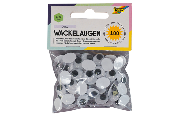 FOLIA Wackelaugensortiment oval, 7x5, 10x7 und 12x9 mm, 300 Stück