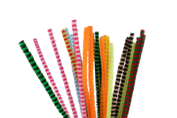ELVIRAS Streifen-Pfeifenputzer, 30 cm, Ø 6 mm, farbig sortiert, 30 Stück
