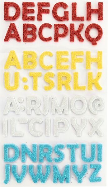 FOLIA Moosgummi Glitter-Buchstaben, 128 Stück