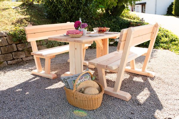 Holztisch, Holzbank, Außentisch, Gartenmöbel, Holzset