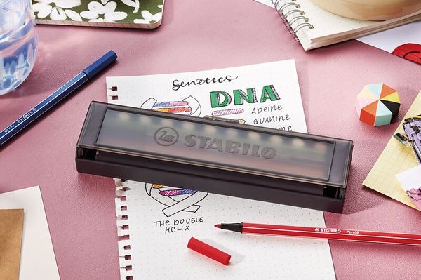 STABILO Premium Filzstift Pen68 im 10er Click-Set, zum aufstellen, 10 Farben