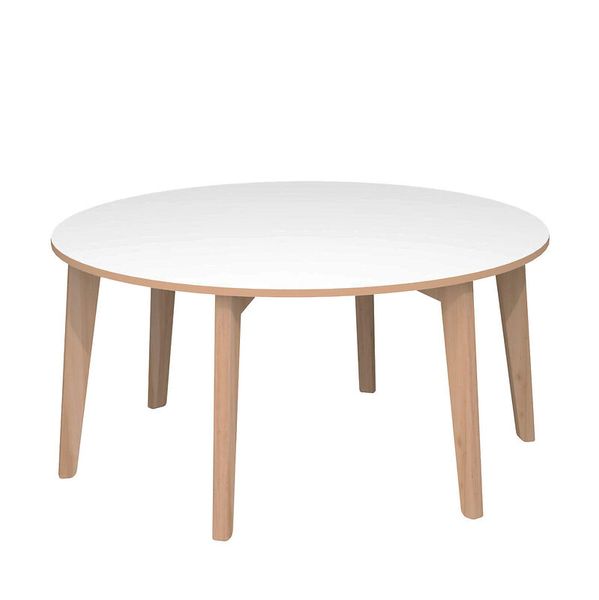 runder tisch, Holzbeine, Esstisch, weiße Tischplatte, Möbel