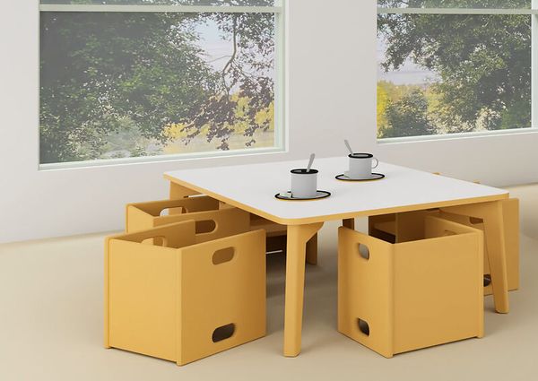 DECOR Set  für Krippengruppen, Buche, 2 Tische + 12 Wandelstühle