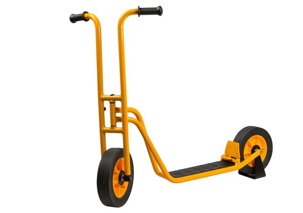 Material: Metall, Farbe: Orange, Rollstuhl?, Zweiriger Tretroller, Lenker