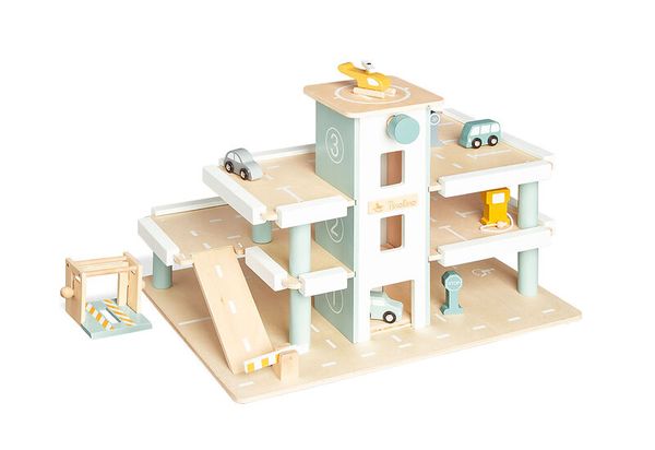 Parkhaus, Holzspielzeug, Mehrstöckig, Miniautos, Rampe Spiel