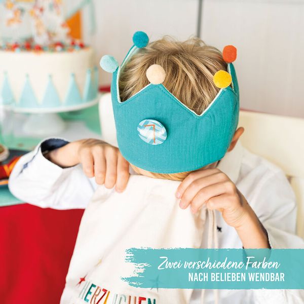 Kopfbedeckung, Kronenform, Pompoms, Bunt, Kindergeburtstag
