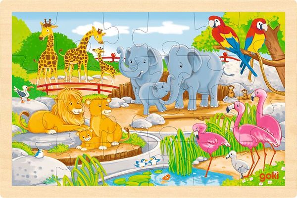 Puzzle, Tierwelt, Löwe, Elefant, Vögel