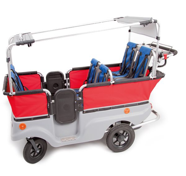 Kinderwagen, Sitzkarre, Klapptafel, Rot/Rotgrau, Siebensitzer