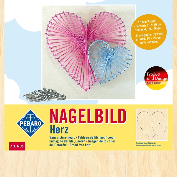 Nagel- und Fadenbild, inkl. Nägel, Motiv wählbar