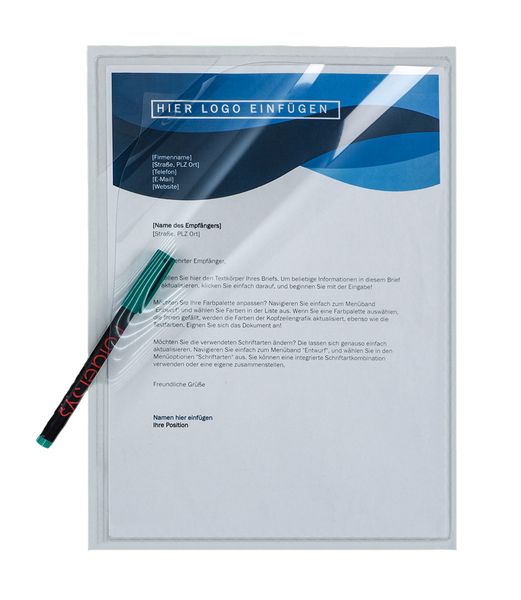 briefpapier, ordner, ausweishefter, briefpapierhülle, schriftzug