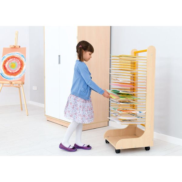 Trockenwagen bis DIN A3 auf Rollen, mit 25 Ablagen Trockenwagen bis DIN A3 auf Rollen, mit 25 Ablagen