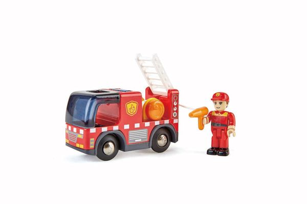 HAPE Feuerwehrauto mit Sirene und Spielfigur, LxBxH: 9,4 x 3,6 x 5,1 cm, ab 3 Jahre