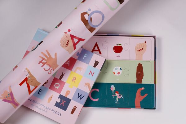 Alphabet Puzzle, Holzpuzzle, Bunte Blöcke, Buchstaben, Bildungsspielzeug