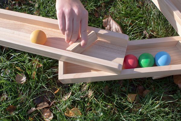 Wasserbahn / Kugelbahn, massives Kiefernholz, 12 Teile, ab 3 Jahre (SONDERANGEBOT)