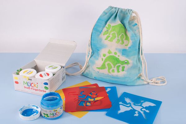 Stofffarbe, Malfarben, Stoffbeutel, Waschbeutel, Farben-Set