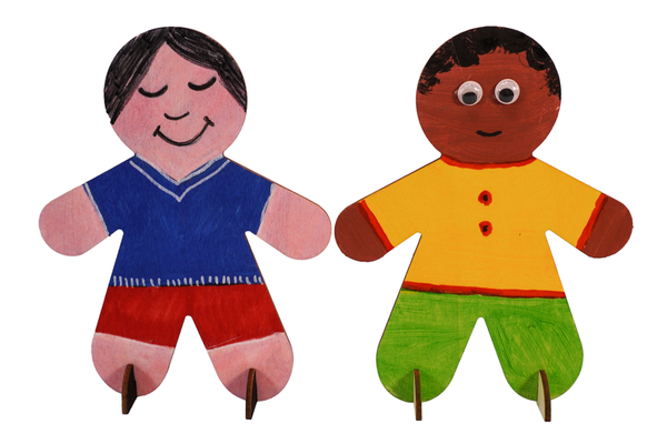 Holz, Puppen, zwei Figuren, handgemacht, Wickeldoll