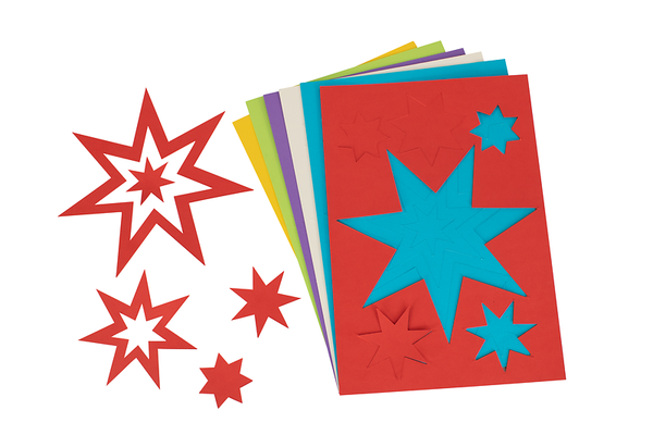 Passepartout Sterne, 6 Bogen, farbig sortiert Passepartout Sterne, 6 Bogen, farbig sortiert