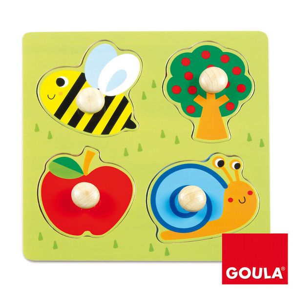 GOULA Holz-Puzzle Garten, 4 Teile, ab 2 Jahre