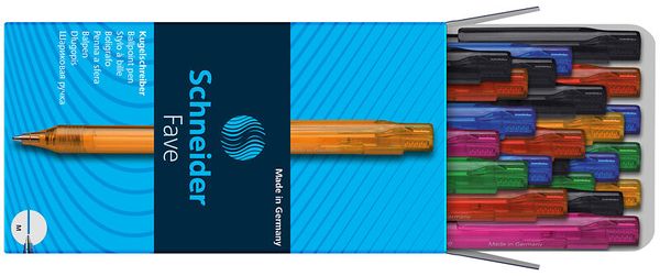 Schneider Kugelschreiber-Set Fave, 50 Stifte farblich sortiert, Mine in Blau