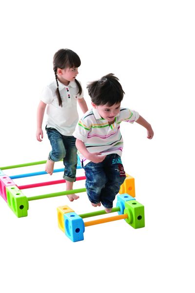 kinderspielzeug, springen, rahmenleiter, spielset, farbig