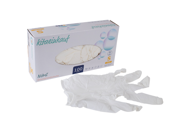 Handschuhe Nitril, puderfrei, Gr. S, 100 Stk., weiß
