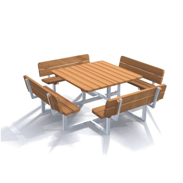 Picknicktisch, Holztisch, Außenmöbel, Bänke, Quadratischer Tisch