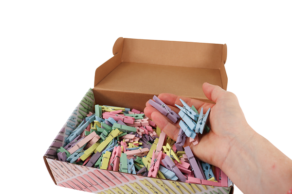 FOLIA Holzklammern, 2,5-5 cm, Großpackung, 480 Stück, Farbe wählbar