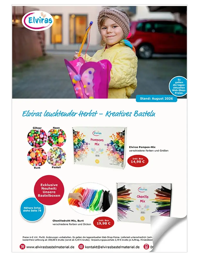 Kinder, Bastelset, Pompons, Glitzer, Bunt