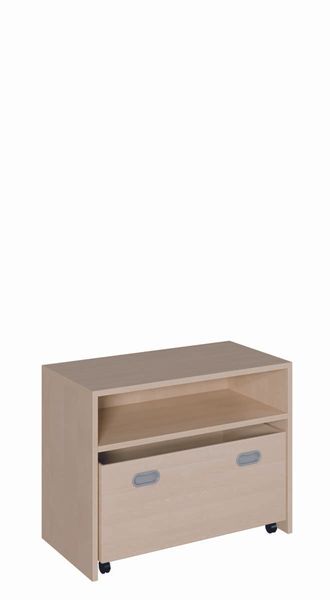 Niedriger Schrank, Holzschrank, Aufbewahrungskasten, Schubladenmöbel, rollbarer Schrank