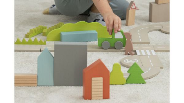 BETZOLD Spielwelt-Bausteinwagen mit 5 Fächern, 225 Teile