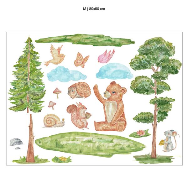 Wandtattoo Wald und Tiere, Größe wählbar