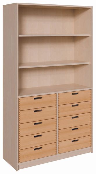 Bücherregal, Regal, Schubladen, Holz, Kieferholz