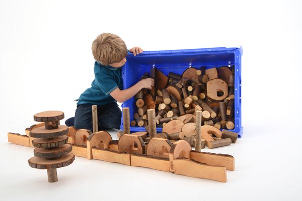 MAGIC WOOD EcoBlocks Waldbauklötze mit Rinde, 330 Teile
