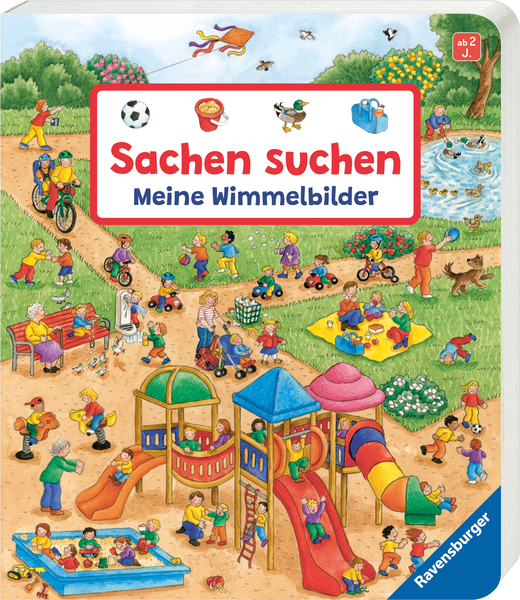 Kinderbuch, Sachen suchen, Wimmelbild, Spielplatz, Park