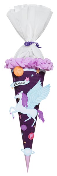 Schultüte, Candy Cone, Einhorn, Purple, Stoffbänder