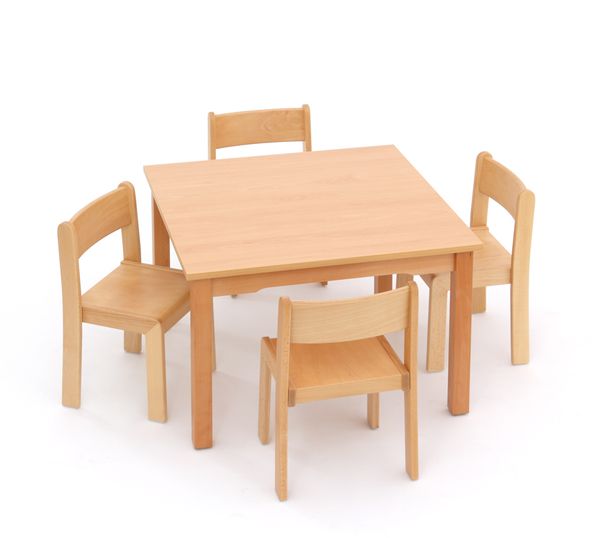 Tisch-Stuhl-Kombination Quadra, Buche, Sitzhöhe 26 cm /Tischhöhe 46 cm Tisch-Stuhl-Kombination Quadra, Buche, Sitzhöhe 26 cm /Tischhöhe 46 cm