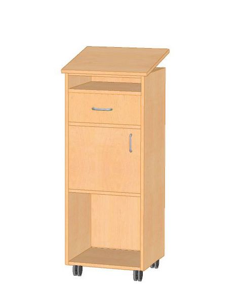 BasicPlus Stehpult, fahrbar, Dekor Buche, Segmentgriff, B/H/T: 50x110x50 cm Türanschlag links