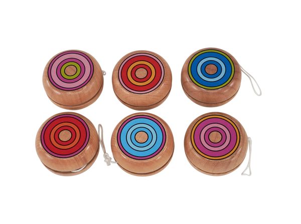 Jo-Jo aus Holz, farbig, 6 Stück Jo-Jo aus Holz, farbig, 6 Stück