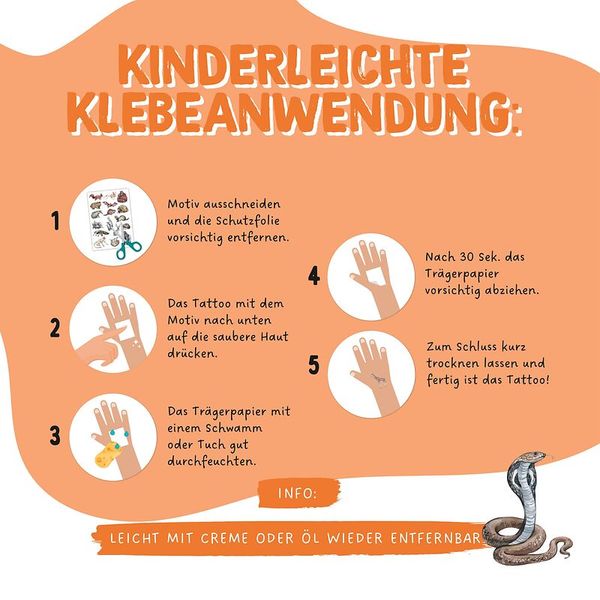 Klebepunkte, Tattoo, Hand, Schlangenmotiv, Anleitung