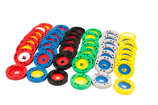 farbige ringe, gummi-ringe, spielzeug-teile, innerer schacht, kunststoffring