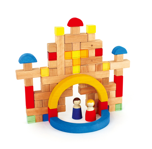 Holzspielzeug, Bausteine, Konstruktionsspielzeug, Architekturspiel, Farbig