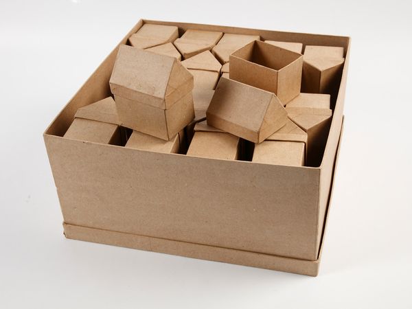 karton, box, verpackung, braun, türme