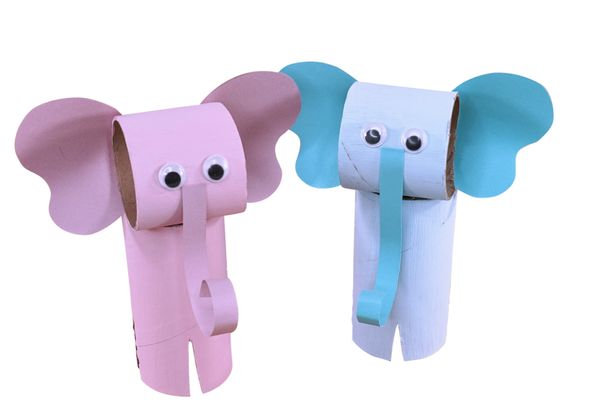 Kinderspielzeug, Papierrollen-Figur, Elefant, Farbige Pappe, Kreatives Bastelset