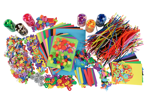 Kunstmaterial, Bastelbedarf, Krepppapier, Glitzersteine, Schneckenförmiges Zubehör